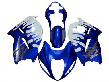 Cheap 1996-2007 Suzuki GSXR 1300 Hayabusa Motorcycle Fairings - White Blue Chrome Flame Canada