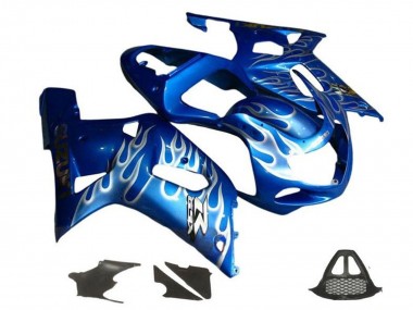 Cheap 2000-2002 Suzuki GSXR1000 Motorcycle Fairings - Blue White Flame Canada