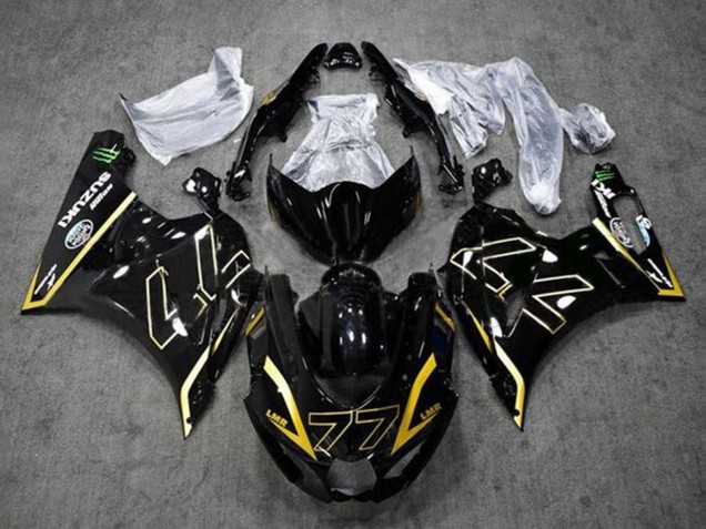 2017-2024 Suzuki GSXR1000 Motorcycle Fairings - Black Gold 77 Canada
