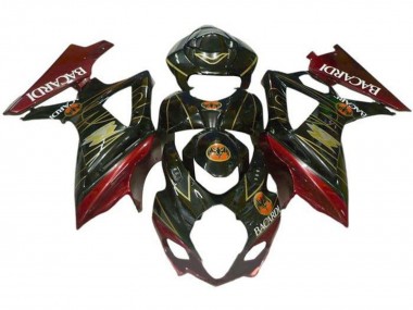 Cheap 2007-2008 Suzuki GSXR 1000 Motorcycle Fairings - Black Red Gold BACARDI Canada