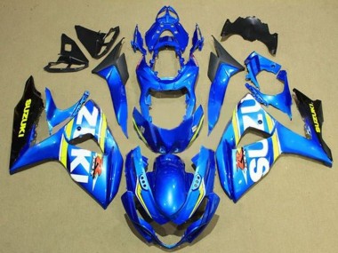 Cheap 2009-2016 Suzuki GSXR 1000 Motorcycle Fairings - Blue White Yellow Stripe Black Canada