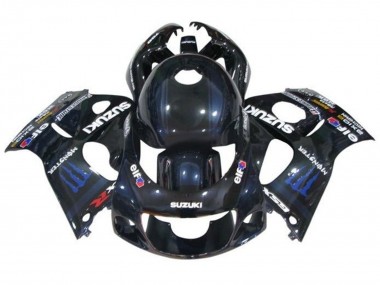 Cheap 1996-2000 Suzuki GSXR 600 / GSXR 750 Motorcycle Fairings - Black Dark Blue Monster Canada