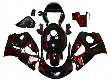 Cheap 1996-2000 Suzuki GSXR 600 / GSXR 750 Motorcycle Fairings - Black Red Flame Canada