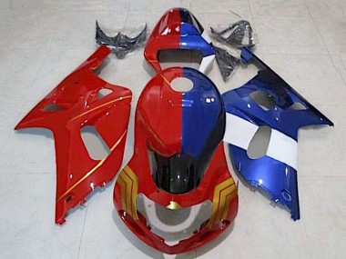 Cheap 2001-2003 Suzuki GSXR 600 / GSXR 750 Motorcycle Fairings - Red Blue Split Gold Canada