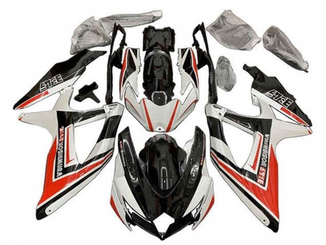 2008-2010 Suzuki GSXR 600 / GSXR 750 Motorcycle Fairings - White Orange Glossy Black Yoshimura Canada