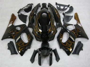 Cheap 1996-2007 Yamaha YZF600R Thundercat Motorcycle Fairings - Black Dark Gold Flame Canada