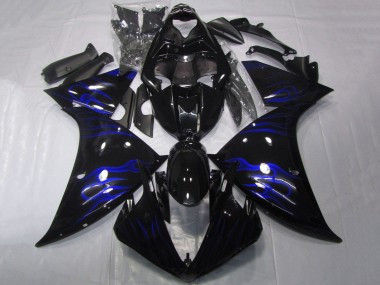 Cheap 2009-2011 Yamaha YZF 1000 R1 Motorcycle Fairings - Glossy Black Blue Flame Canada