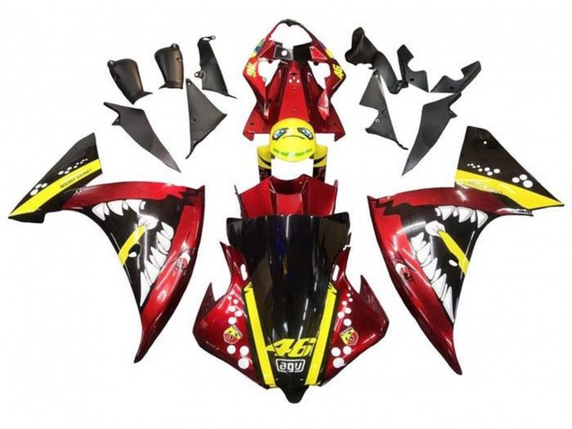 2012-2014 Yamaha YZF 1000 R1 Motorcycle Fairings - Red Yellow Black Shark Canada
