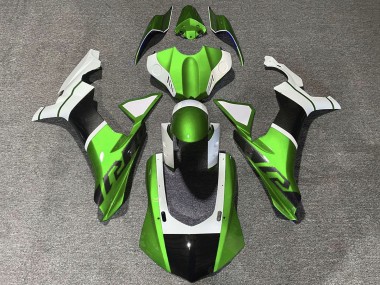 Cheap 2015-2019 Yamaha YZF 1000 R1 Motorcycle Fairings - White Green Faux Carbon Fiber Canada