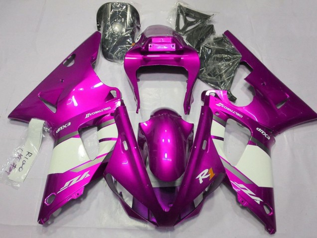 2000-2001 Yamaha YZF 1000 R1 Motorcycle Fairings - Raspberry White Silver Canada