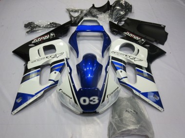 Cheap 1998-2002 Yamaha YZF R6 Motorcycle Fairings - White Blue Glossy Black Rizoma 03 Canada