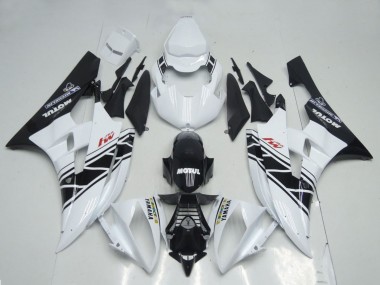Cheap 2006-2007 Yamaha YZF R6 Motorcycle Fairings - White Glossy Black Motul Michelin Canada