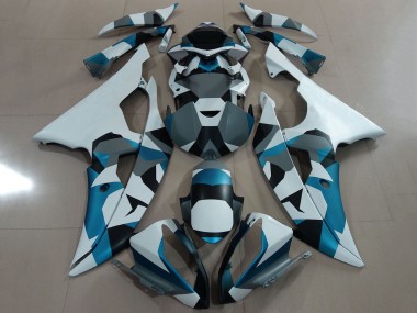 Cheap 2008-2016 Yamaha YZF R6 Motorcycle Fairing - White Blue Grey Black Camouflage Canada