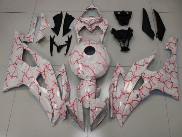 2008-2016 Yamaha YZF R6 Motorcycle Fairings - White Red Lightning Canada