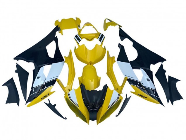 2008-2016 Yamaha YZF R6 Motorcycle Fairings - Yellow White Black Stripe Canada
