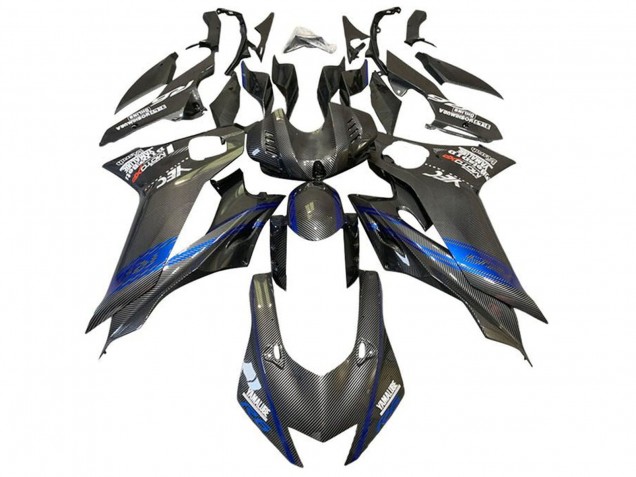 2017-2023 Yamaha YZF R6 Motorcycle Fairings - Blue Black Faux Carbon Fiber Canada