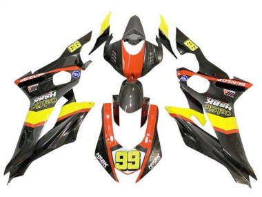 Cheap 2017-2023 Yamaha YZF R6 Motorcycle Fairings - Yellow Orange Black Faux Carbon Fiber Canada