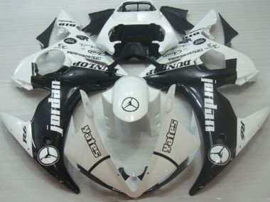Cheap 2005 Yamaha YZF R6 Motorcycle Fairings - White Glossy Black Jordan Dunlop Canada