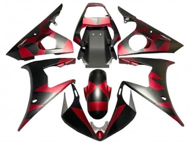 Cheap 2003-2004 Yamaha YZF R6 Motorcycle Fairings - Red Matte Black Geometric Canada