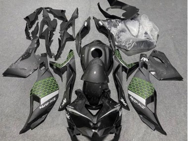 Cheap 2019-2025 Kawasaki ZX4R ZX-4RR Motorcycle Fairings - Faux Carbon Fiber Green Grey Canada