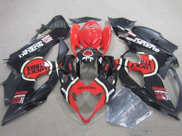 2005-2006 Suzuki GSXR 1000 Motorcycle Fairings - Black Red Lucky Strike Motul Canada