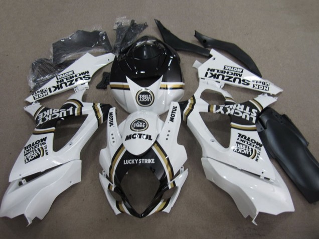 2007-2008 Suzuki GSXR 1000 Motorcycle Fairing - White Black Lucky Strike Motul Canada