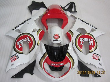Cheap 2001-2003 Suzuki GSXR 600 Motorcycle Fairings - White Red Lucky Strike Canada
