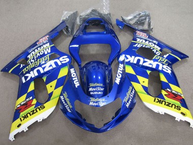 Cheap 2001-2003 Suzuki GSXR 600 Motorcycle Fairings - Blue Yellow Telefonica MoviStar Canada