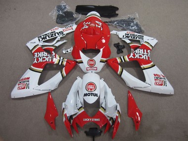 Cheap 2006-2007 Suzuki GSXR 600 Motorcycle Fairings - White Red Lucky Strike Motul Canada