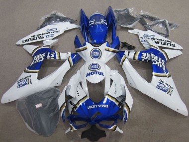 Cheap 2008-2010 Suzuki GSXR 600 Motorcycle Fairings - White Blue Lucky Strike Motul Canada