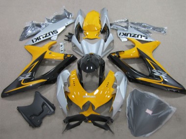 Cheap 2008-2010 Suzuki GSXR 600 Motorcycle Fairings - Yellow Silver Glossy Black Canada