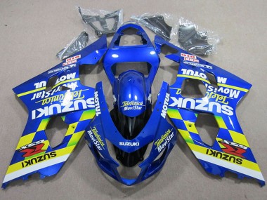 Cheap 2004-2005 Suzuki GSXR 750 Motorcycle Fairings - Blue Neon Yellow Telefonica MoviStar Motul Canada