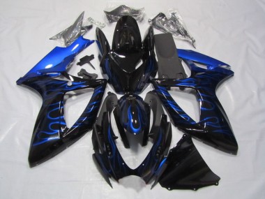 Cheap 2006-2007 Suzuki GSXR 750 Motorcycle Fairings - Glossy Black Blue Flame Canada
