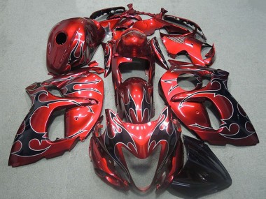 Cheap 1996-2007 Suzuki GSXR 1300 Hayabusa Motorcycle Fairings - Red Silver Black Flame Canada