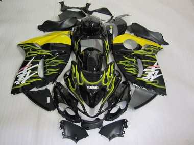 Cheap 2008-2020 Suzuki GSXR 1300 Hayabusa Motorcycle Fairings - Glossy Black Yellow Flame Canada