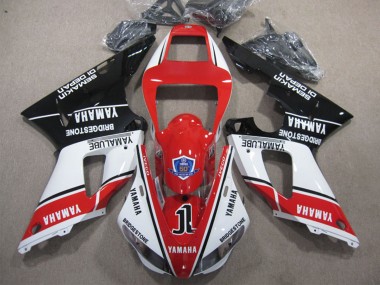 Cheap 1998-1999 Yamaha YZF R1 Motorcycle Fairings - White Red Glossy Black Yamalube 50 Canada