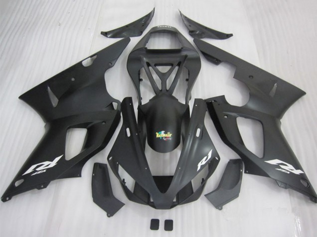 2000-2001 Yamaha YZF R1 Motorcycle Fairings - Matte Black White Decal Canada