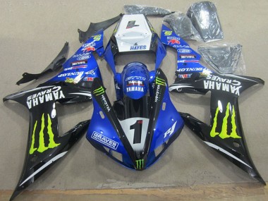 Cheap 2002-2003 Yamaha YZF R1 Motorcycle Fairings - White Blue Black Neon Yellow Monster Graves 1 Canada