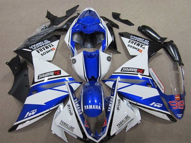 2012-2014 Yamaha YZF R1 Motorcycle Fairings - White Blue Black Pizzoli ENEOS Yamalube Semakin Didepan Canada