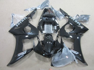 Cheap 2003-2004 Yamaha YZF R6 Motorcycle Fairings - Glossy Black Silver Decals Canada