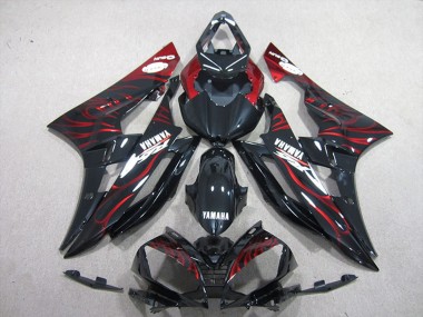 Cheap 2006-2007 Yamaha YZF R6 Motorcycle Fairings - Glossy Black Red Flame Canada