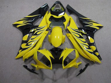 Cheap 2006-2007 Yamaha YZF R6 Motorcycle Fairings - Yellow Black Flame Canada