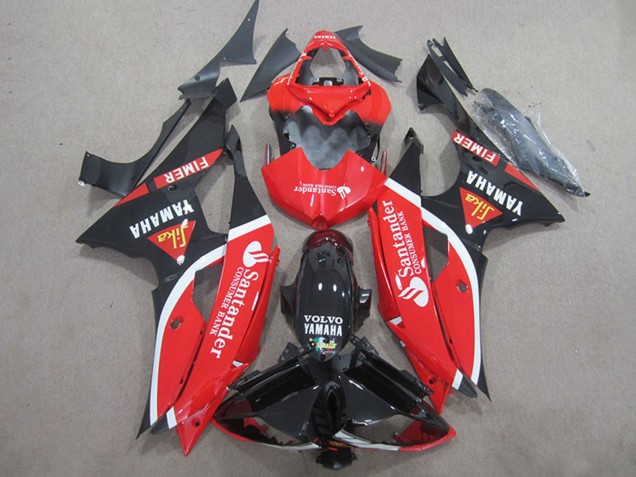 2008-2016 Yamaha YZF R6 Motorcycle Fairings - Red White Glossy Black Volvo Santander Fimer Canada
