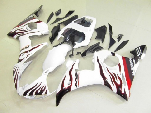 Cheap 2003-2005 White and Flame Yamaha YZF R6 Motorcycle Fairings Canada Cheap 2003-2005 White and Flame Yamaha YZF R6 Motorcycle Fairings Canada