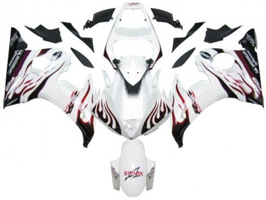 Cheap 2003-2005 White Black Red Flame Yamaha YZF R6 Motorcycle Fairings Canada