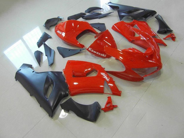 Cheap 2005-2006 Red and Matte Black Kawasaki Ninja ZX6R Motorcycle Fairings Canada
