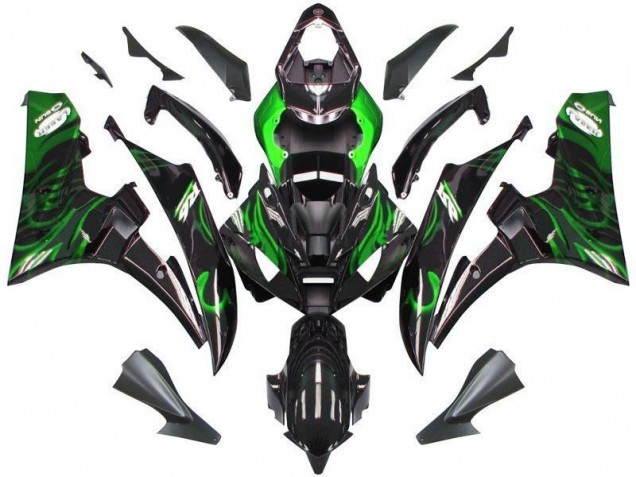 Cheap 2006-2007 Black Green Flame Yamaha YZF R6 Motorcycle Fairings Canada