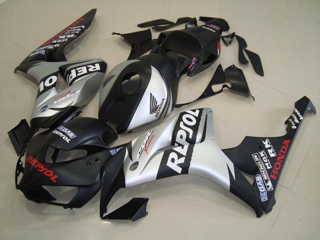 Cheap 2006-2007 Matte Black Silver Repsol Honda CBR1000RR Motorcycle Fairings Canada Cheap 2006-2007 Matte Black Silver Repsol Honda CBR1000RR Motorcycle Fairings Canada