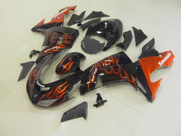 Cheap 2006-2007 Orange Flame Kawasaki Ninja ZX10R Motorcycle Fairings Canada