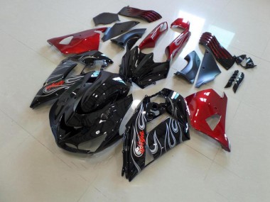 Cheap 2006-2011 Black Nd Red Silver Flame Kawasaki Ninja ZX14R Motorcycle Fairings Canada